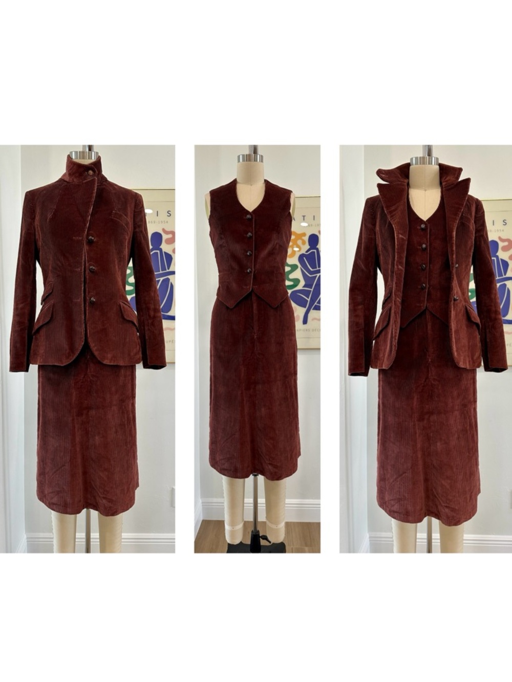 Vintage 60’s/70’s Brown Three-Piece Corduroy Skirt Suit